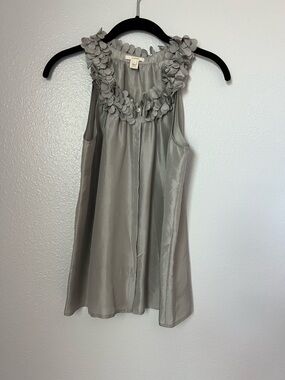 J. Crew Sleeveless Floral Petal Silk Cami - Gray